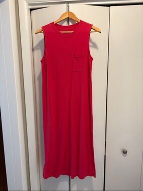 Everlane Sleeveless Hot Pink Midi Tank Dress